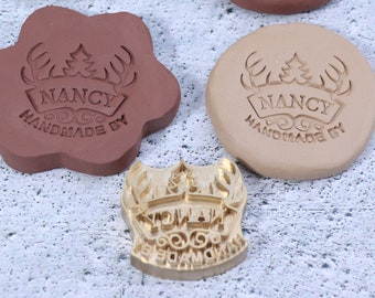 Custom Brass Clay Stamp, Personalized Pottery, Soap Making