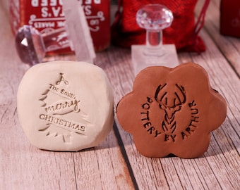 Custom Deer Pottery Stamp for Christmas Gifts, Personalized Clay Signature for Business Logo, Custom Acrylic Stamp for Soap, Soap Stamp