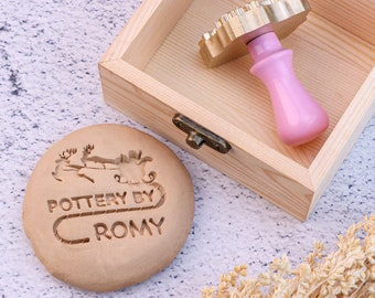 Ceramic Signature Stamp Logo: Brass Pottery Stamp, Personalized Clay Makers