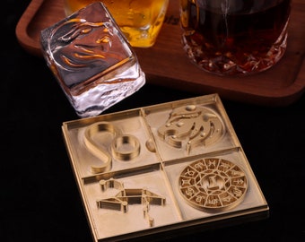 Custom Brass Ice Stamp: Constellation & Logo Branding, Ice Cube Plate, Tray