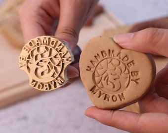 Polymer Clay Stamp: Custom Initial Brass Pottery Makers Stamp