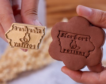 Custom Brass Pottery Stamp for Potters: Clay Signature Embossing, Business Logo