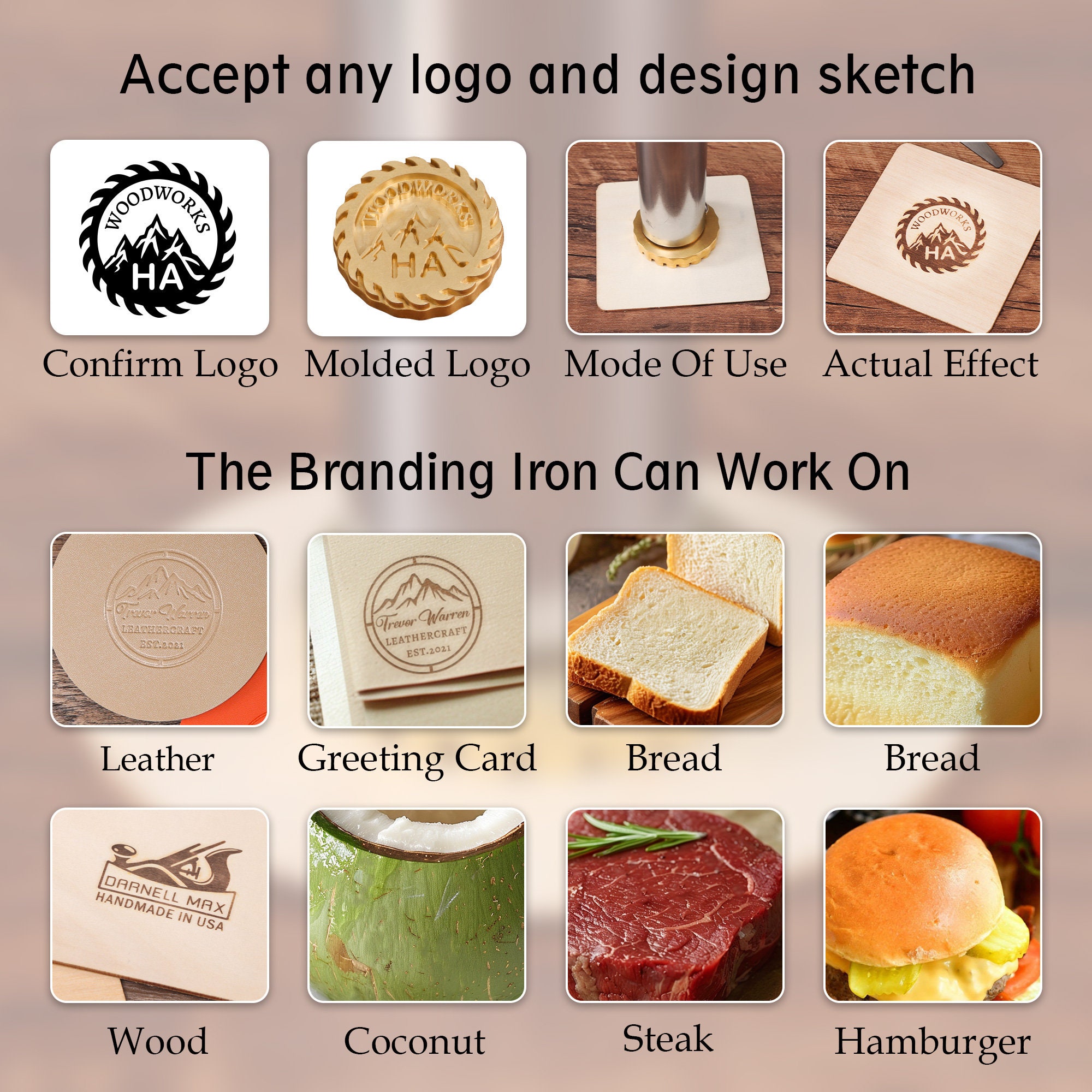 カスタム電動焼印：木製、革製ウェディングスタンプ、焼印セレモニー