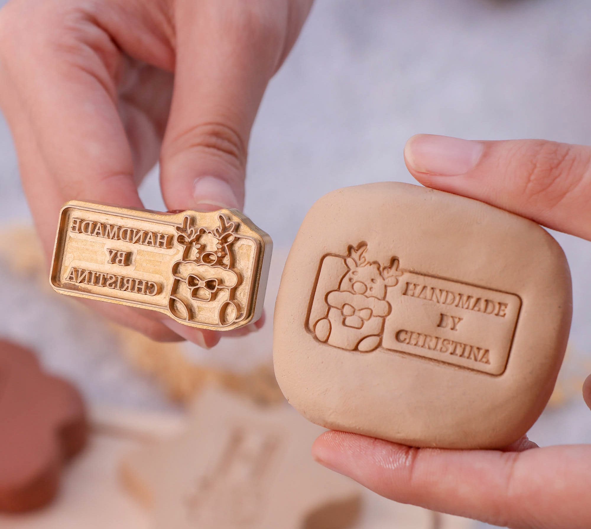 Custom Brass/acrylic Pottery Stamp Ceramic for 