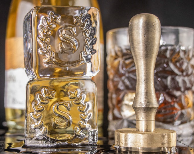 Brass Whiskey Ice Cube Stamp, Custom Busines Logo Stamp for Bartenders