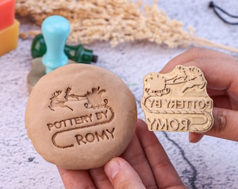 Custom Brass Pottery Stamp: Clay Signature, Business Logo For Potter