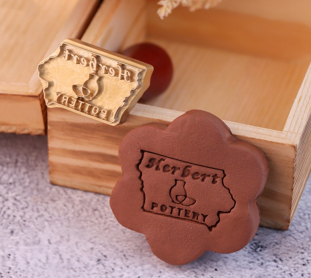 Custom Brass Map Pottery Stamps for Potters, Clay Embossing Stamp