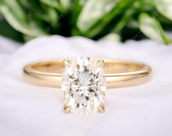 Oval Cut Moissanite Engagement Ring,White Gold Wedding Ring, Promise Bridal Anniversary Ring, Solitaire Ring