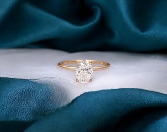 1.5ct Oval Cut Moissanite Engagement Ring, Oval Solitaire Moissanite Ring, 14k Solid Gold Ring, Anniversary Gift Ring, Daily Ring