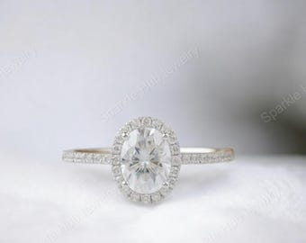 Oval Cut Moissanite Ring, Moissanite Oval Engagement Ring, Moissanite Wedding Proposal Ring Solitaire prong Ring
