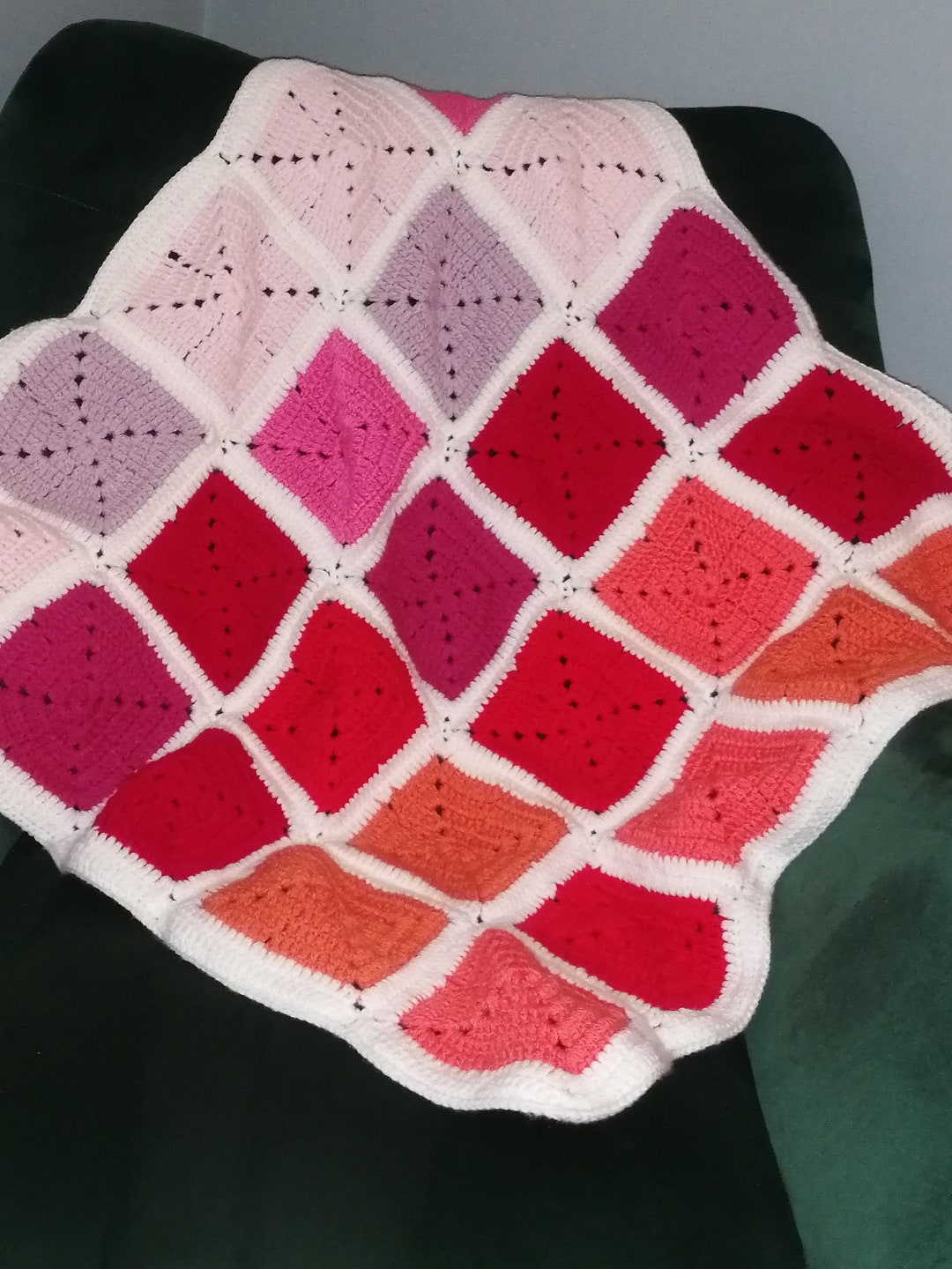 Handmade Crochet Baby Blanket, Crochet Granny Square Blanket, Children's Crochet Blanket