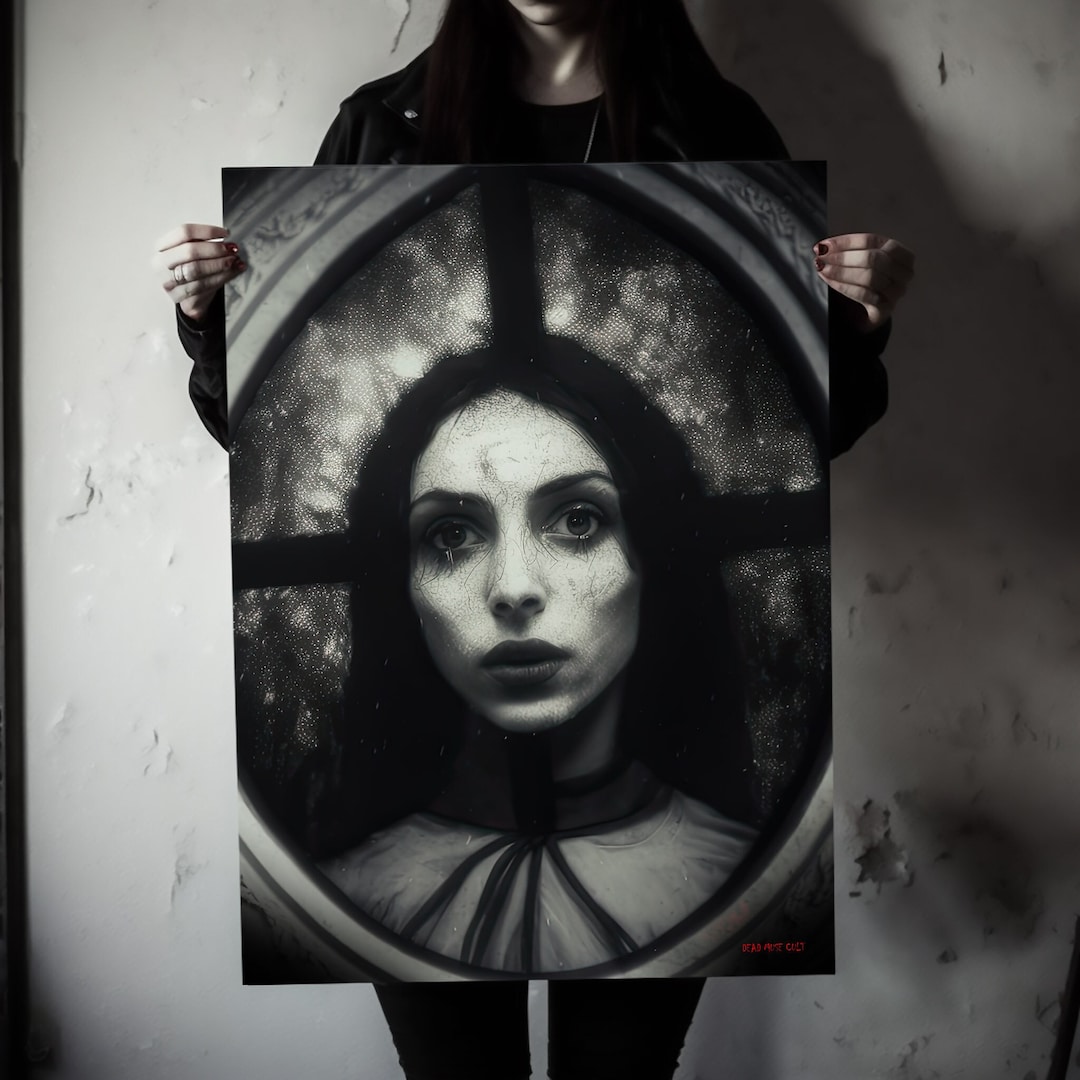 Gothic Poster, Gothic Ghost Girl A Mirror, Digital Download, Printable