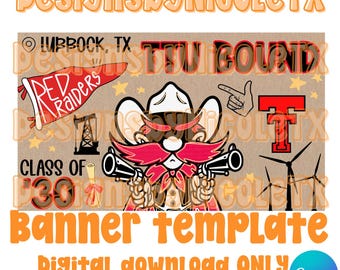 Texas Tech Banner Vorlage | 35x60 | digitaler Download | Modell