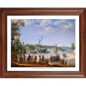 The Mayflower Departing the Netherlands in 1620 by Adam Willaerts; 18x24&quot; ready-to-frame print (picture frame not included)