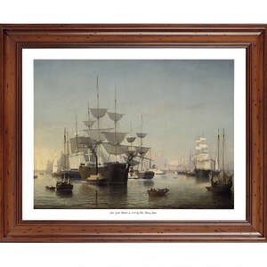 New York Harbor in 1855 by Fitz Henry Lane; 18x24&quot; ready-to-frame print (picture frame not included)