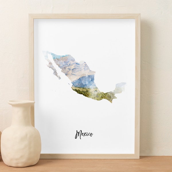 Mexico Watercolor Map Digital Download, State map, Country Map, Map, Travel, Print, Poster Wall Art Home Decor, Print At Home