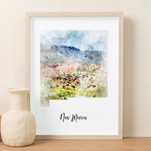 New Mexico Watercolor Map Digital Download, State map, Country Map, Map, Travel, Print, Poster Wall Art Home Decor, Print At Home