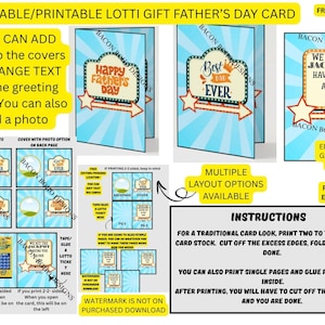 afdrukbare Vaderdagkaart, lastminute vadercadeau, Vaderdagkaart, we winnen de jackpot met jou als onze vader, thema lottoticket, bewerkbaar