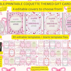 Modifiable/imprimable, carnet de cartes-cadeau, coquette, carnet de cartes-cadeau, cadeau de finissants, cadeau coquette, cadeaux coquette, cadeaux uniques, idées cadeau d'anniversaire