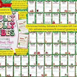 Editable/Printable Christmas Gift Card Book, gift card book, gift card book template, holiday gift card book, 50+ templates; free editing