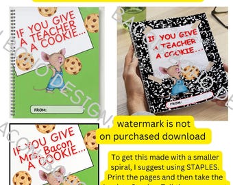 if you give your teacher a cookie, editable gift card book, teacher gift, end of year teacher gift, male version, female version, printable