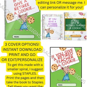 Si vous offrez un cookie à un enseignant à la retraite, cadeau de départ à la retraite, cadeau de départ à la retraite d'un enseignant, modèle, toile modifiable, téléchargement immédiat