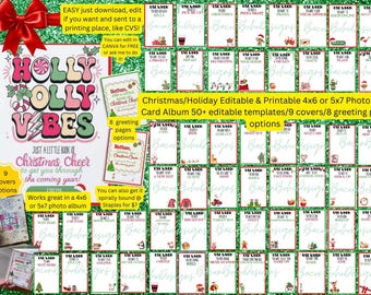 Editable/Printable Christmas Gift Card Photo Book, 5x7 & 4x6 gift card book, gift card book template, holiday gift card book, 50+ templates