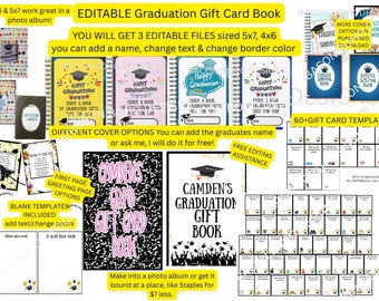 Editable Graduation Gift Card Book, College survival book, last minute grad gift, instant download, free personalization