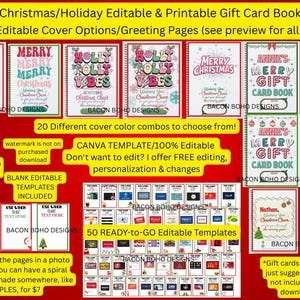 Christmas Gift Card Book, gift card book, gift card book template, holiday gift card book, editable, instant download, 50+ templates