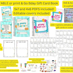 Bewerkbaar/afdrukbaar cadeaukaartboek, bewerkbaar cadeaukaartboek, cadeaukaartboeksjabloon, 50+ sjablonen, cadeaubonnen, verjaardagscadeau