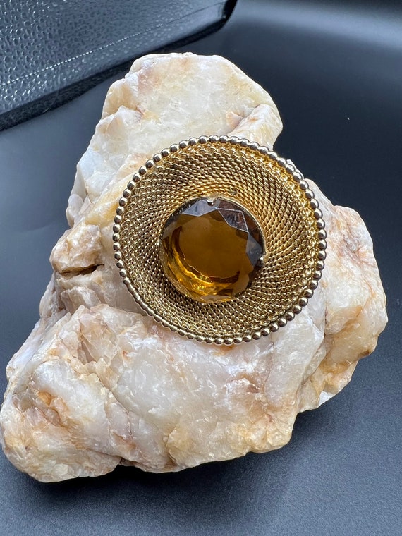 Vintage Marvella Citrine Stone Pin