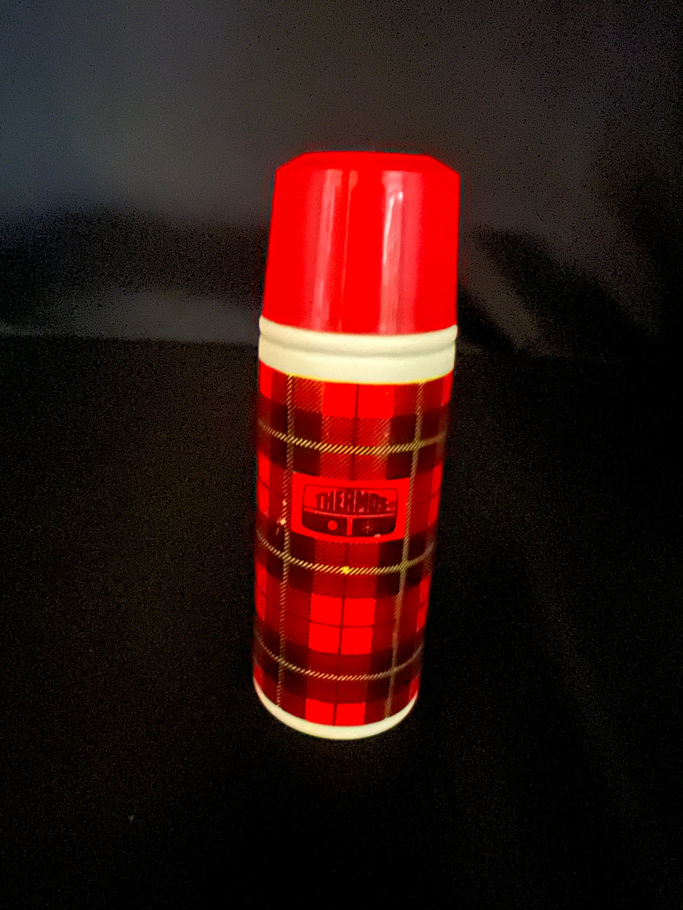 Vintage Red and Yellow Plaid 1-Pint Glass Thermos