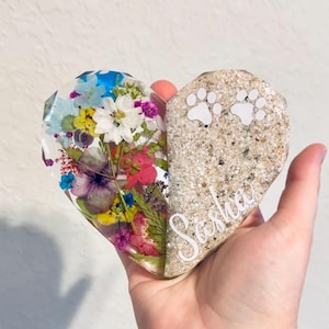 Floral Pet Ashes Keepsake Memorial Display Heart