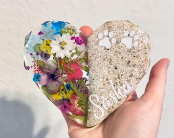 Floral Pet Ashes Keepsake Memorial Display Heart