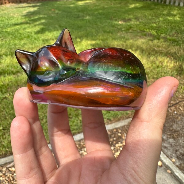 Rainbow 3D Cat Ashes Keepsake Memorial