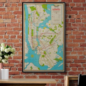 Vintage 1942 NYC Subway Map: Hagstrom&#39;s New York Transit Poster or Canvas