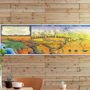Water for Thirteen Cities - Colorado River Aqueduct Brochure | California Colorado River Poster Print Map