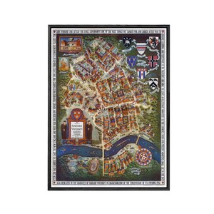 Vintage Harvard University Map Print: 1935 Tercentenary Edition