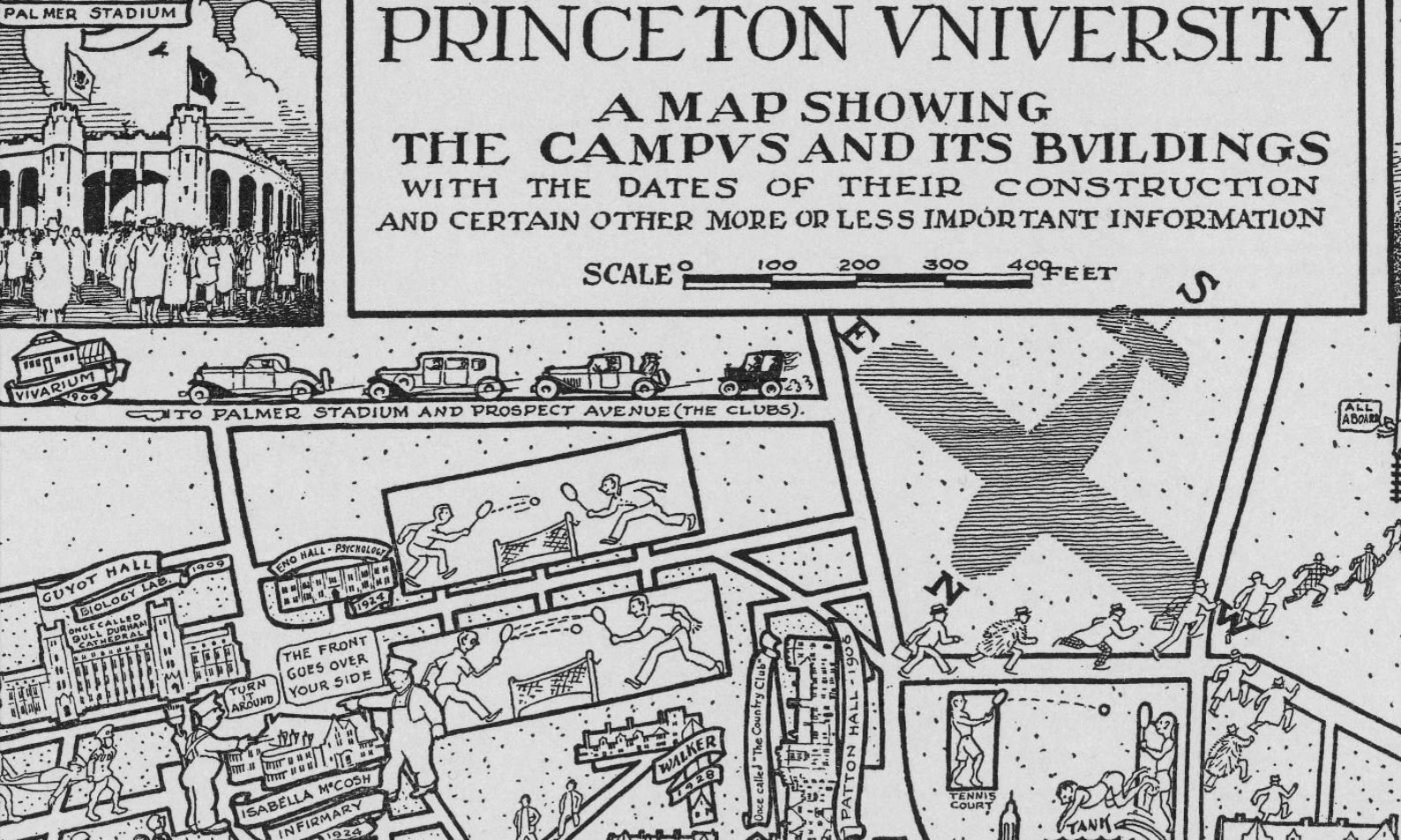 Vintage Princeton University Campus Map 1932 Pictorial Map Historical