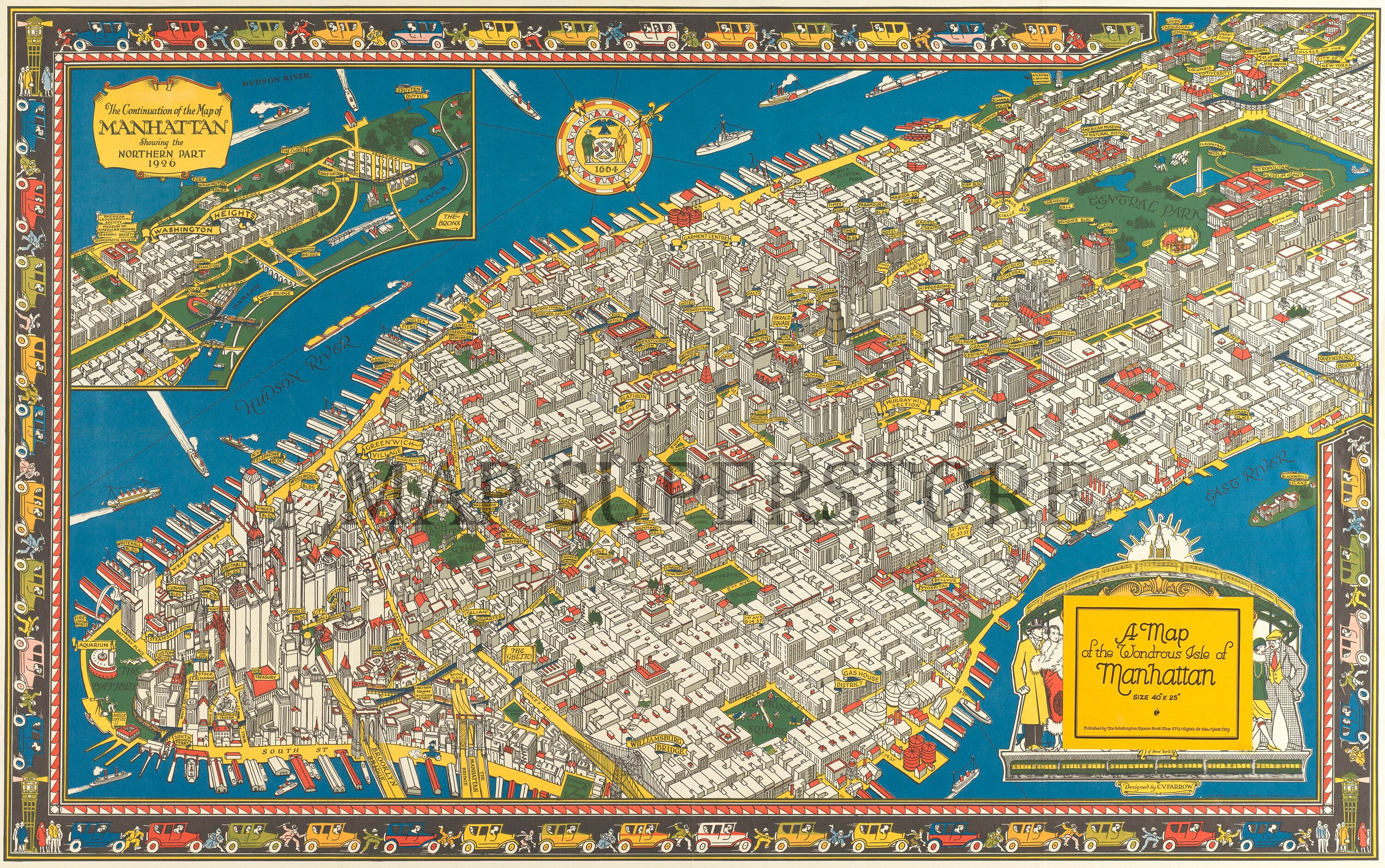 A Map of the Wonderous Isle of Manhattan | Vintage New York A Map of the Wonderous Isle of Manhattan | Vintage New York