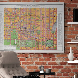 Vintage Pictorial Map - Scharf&#39;s International Map of Central Washington - Poster Print or Canvas Wrap