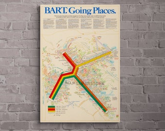 BART Going Places - Commemorative Pictorial Map (1982) - Canvas or Poster Print