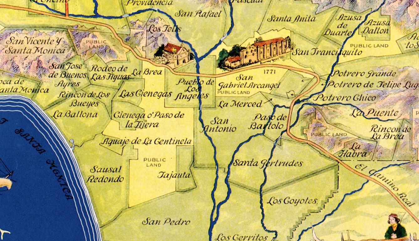 Vintage Pictorial Map - the Old Spanish and Mexican Ranchos of Los  display picture 1