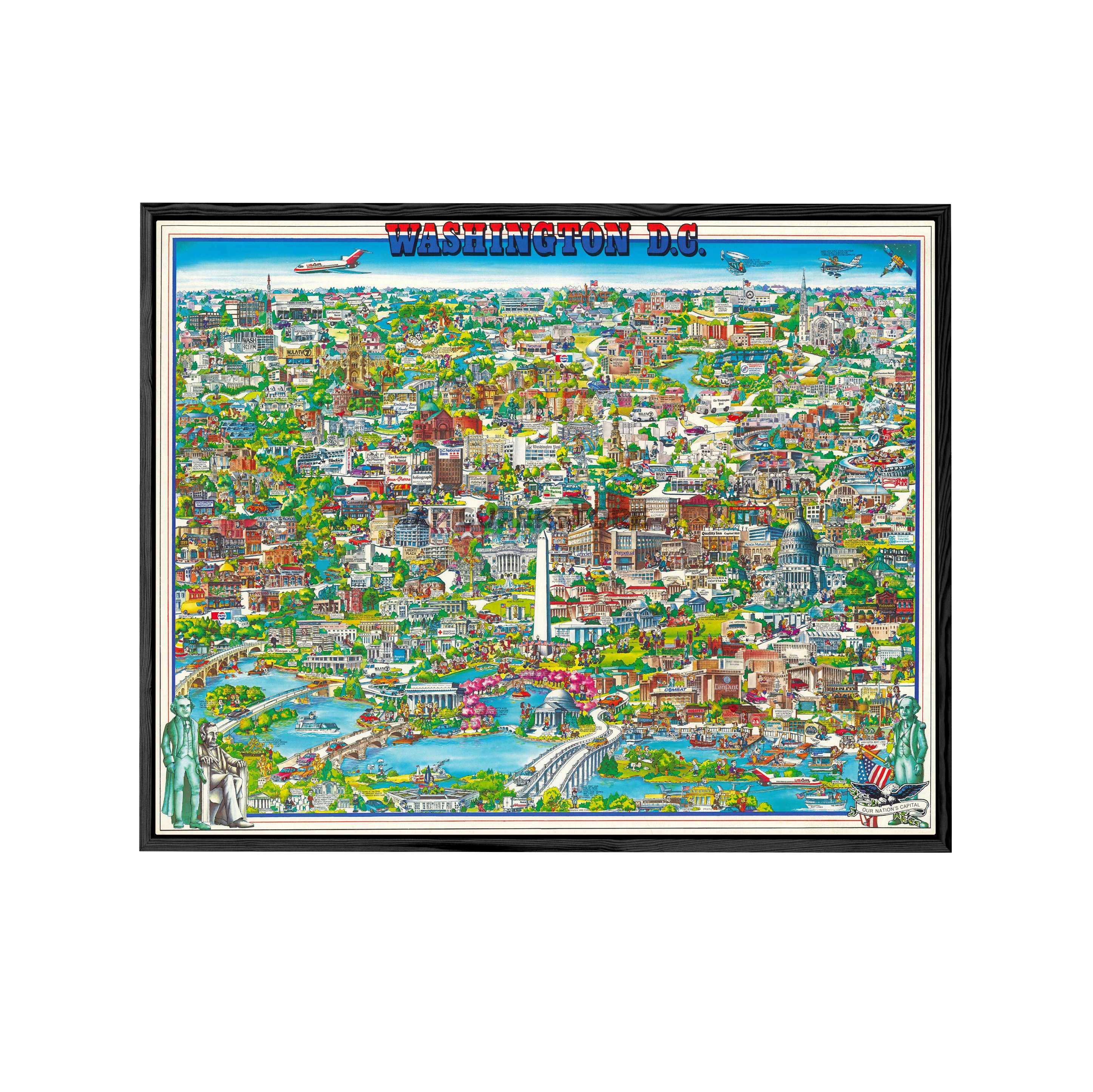希少ビンテージ1980 Rand McNally アメリカ、NY, W,DC地図 Vintage Washington D.C. Pictorial Map Print - 1980 City Character