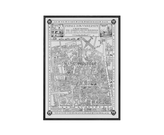 Vintage Princeton University Map: 1932 Pictorial Campus Art - Etsy