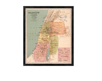 Vintage Palestine Map: 1916 Restored Bible Lands Map Print - Etsy