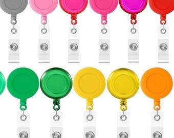 Solid Color Blank Badge Reels, Retractable ID Holder, Nurse Badge Reel Blanks, Bulk Crafting Supplies, Retractable Belt Clip
