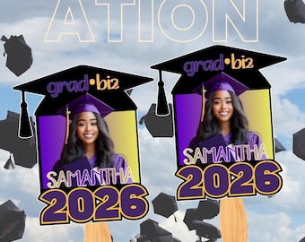 Grad Fans | Face on a Stick| Big Head Cutout | Personalized Face Sign, Bachelorette | Birthday | Wedding