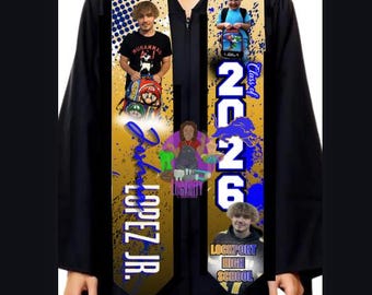 Graduation Stole | Personalized Graduation Stole | Custom Grad Sash | Class of... Grad Stole | 2026 Grad Stole | Memorial | Greek House