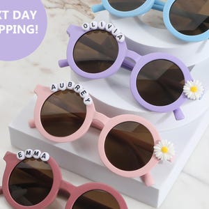 Floral Daisy Girls Personalized Name Sunglasses | Toddler Gift | Kids Gift | Babies Gift | Baby Girl Personalized Birthday Gift Sunglasses